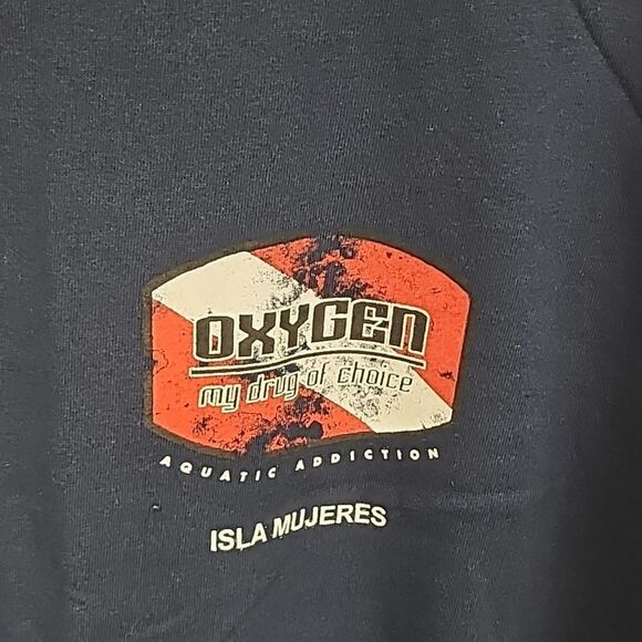 OXYGEN my Drug of Choice NWT Men's XXL Navy Tee Aquatic Addiction Dive T-Shirt - Picture 6 of 7